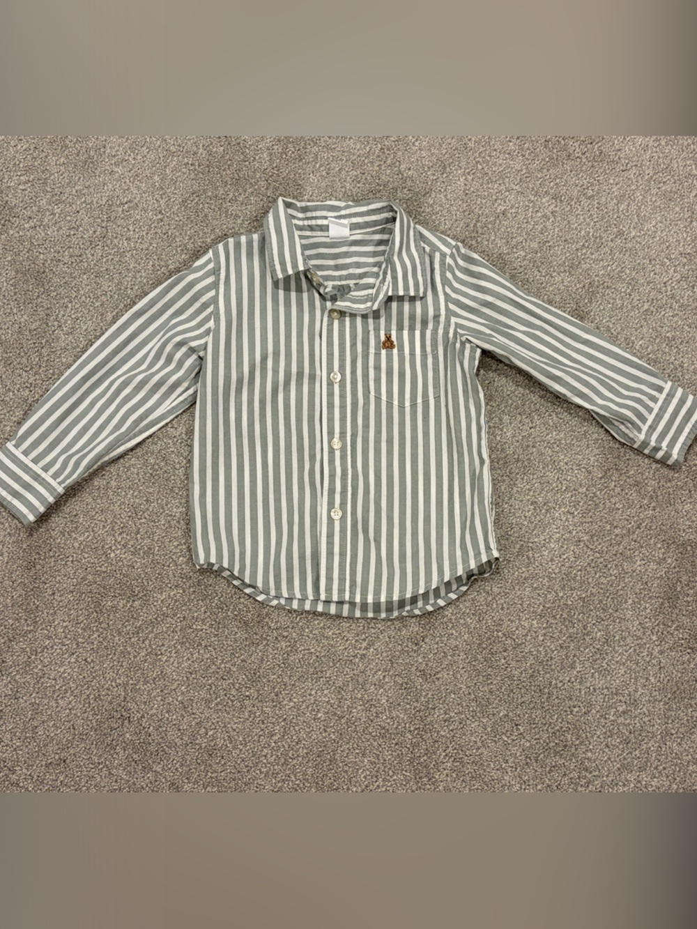 GAP Sage Green and White Striped Button-Down Shirt